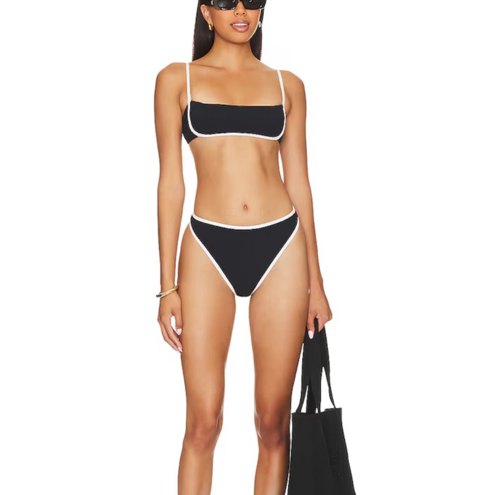 l*space Hazel Black Bikini Top with White Trim - Picture 5 of 5